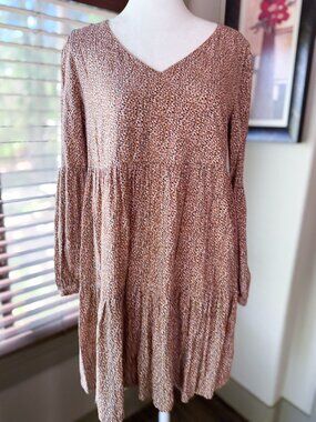 Tahari printed long sleeve babydoll dress size XS NWOT